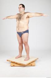 Whole Body Man White Underwear Overweight Studio photo references